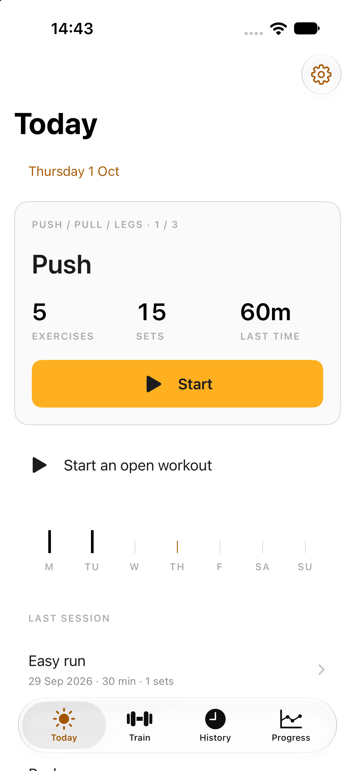 Current Cadence Today screen, using synthetic sample training data